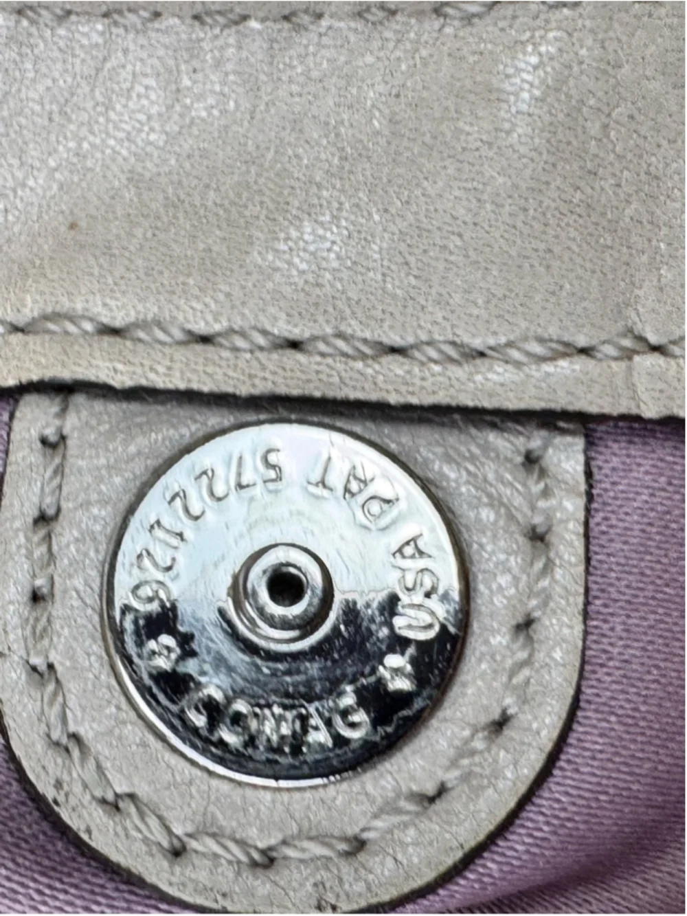 Coach 2010 Madison Maggie Putty Leather Op Art Shoulder Bag Lavender lining